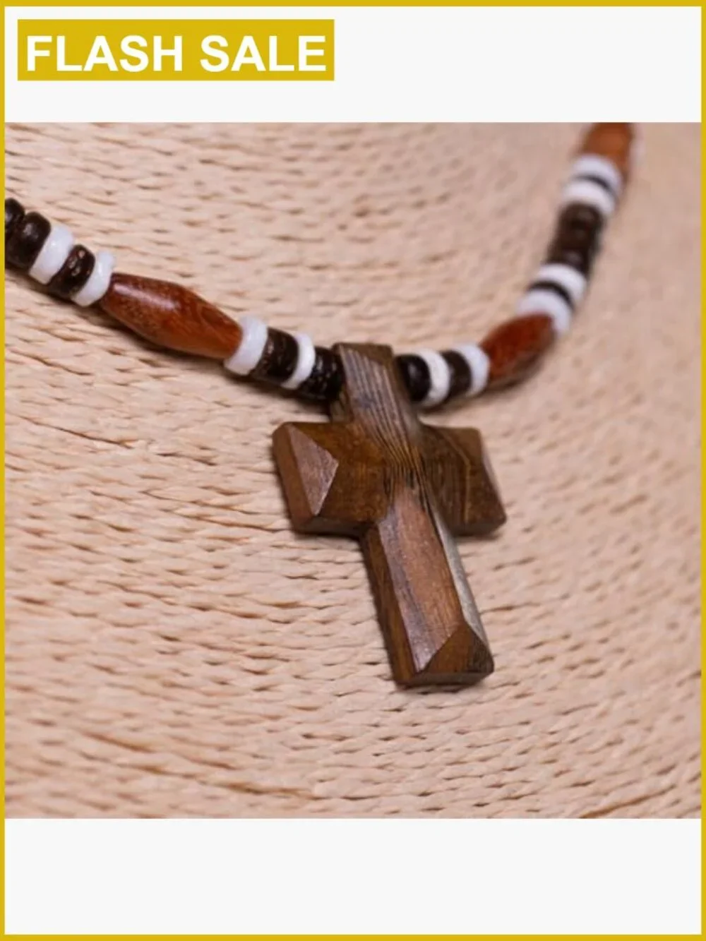 Hand Carved Wood Cross Necklace 18